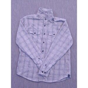 Carbon 2 Cobalt Mens M Plaid Long Sleeve Button Up Shirt 100% Cotton Thick Soft